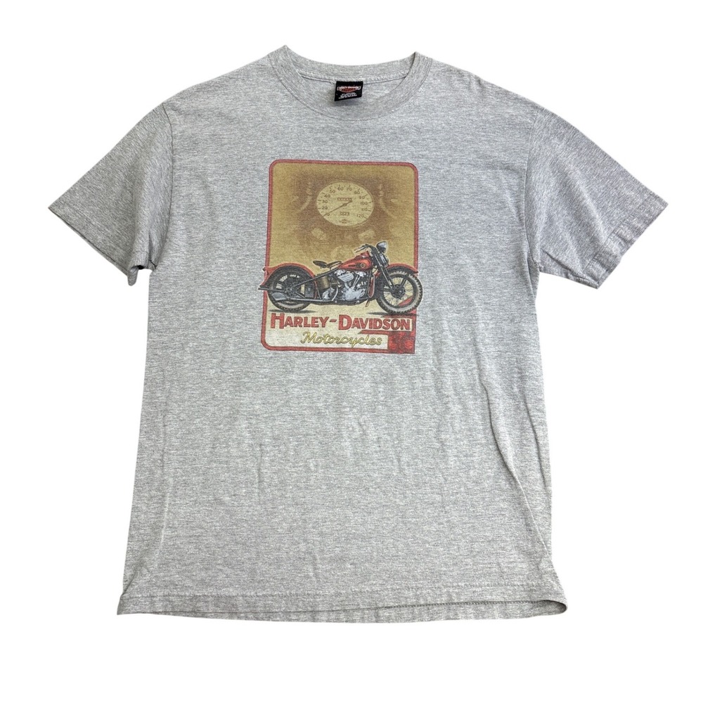 Harley-Davidson Mens Gene Lummus NC Graphic T-Shirt Gray Large Made in USA